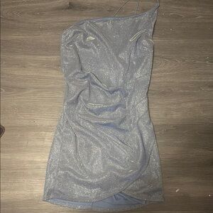 blue One-Shoulder Bodycon Cocktail Dress